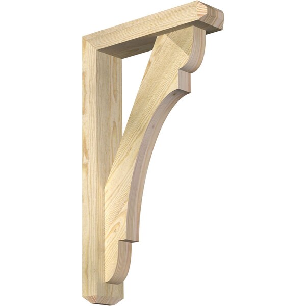 Ekena Millwork Olympic Craftsman Rough Sawn Bracket w/ Offset Brace, Douglas Fir, 4"W x 16"D x 28"H BKT0402X16X28OLY04RDF - main